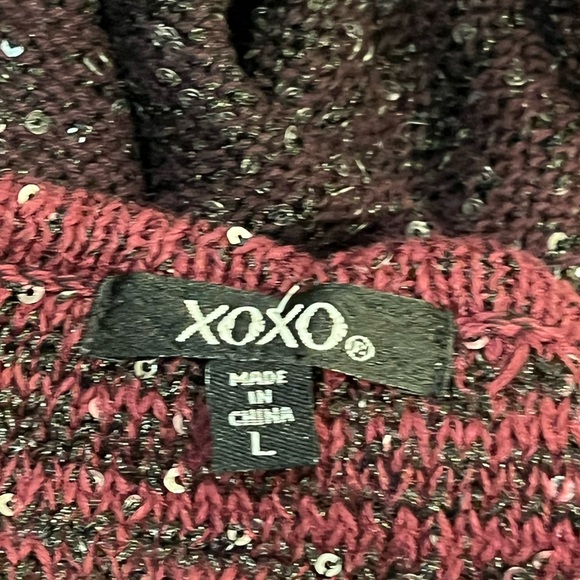 XOXO Burgundy Sparkle Long Sleeve Top - Picture 2 of 8
